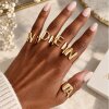 Gold Initial Ring, Adjustable Letter Ring, Personalized Alphabet Ring, Chunky Statement Ring, Gold Monogram Ring, Gift for Her