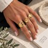 Gold Initial Ring, Adjustable Letter Ring, Personalized Alphabet Ring, Chunky Statement Ring, Gold Monogram Ring, Gift for Her