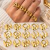 Gold Initial Ring, Adjustable Letter Ring, Personalized Alphabet Ring, Chunky Statement Ring, Gold Monogram Ring, Gift for Her