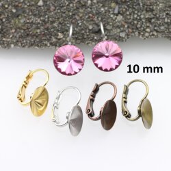 Ohrring Fassung fr 10 mm Rivoli Swarovski Stein