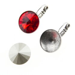 Ohrring Fassung für 14 mm Rivoli Swarovski Stein