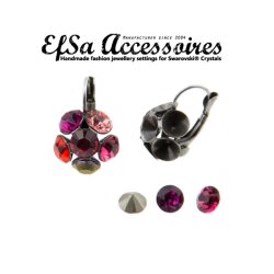 Earring setting for 6 mm Chatons Swarovski Crystals
