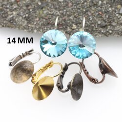 14mm Rivoli Leverback Ohrhaken Rohlinge, passend für Swarovski 1122 & gleich große Steine