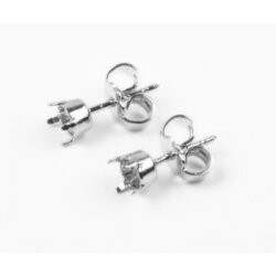 Stud Earring setting for 4 mm Chatons Swarovski Crystals