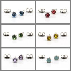 Stud Earring setting for 4 mm Chatons Swarovski Crystals