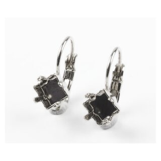 Earring setting for 6 mm Princess Square Swarovski Crystals