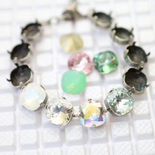 Bracelet setting for 12 mm Cushion Square Swarovski Crystals