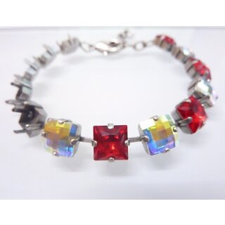 Bracelet setting for 8 mm Princess Square Swarovski Crystals and 2493, 8 mm