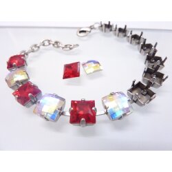 Bracelet setting for 8 mm Princess Square Swarovski Crystals and 2493, 8 mm