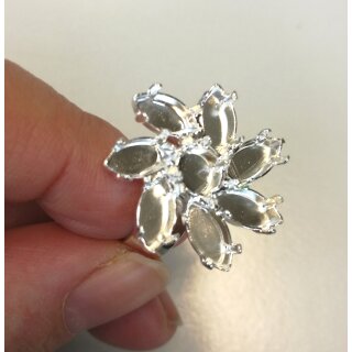 Ring Fassung fr 6 und 10x5 mm Chatons, Navette Swarovski Stein
