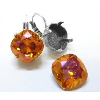 Earring setting for 12 mm Cushion Square Swarovski Crystals