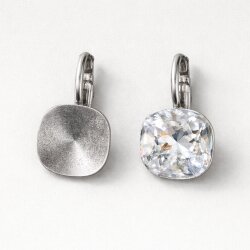 Earring setting for 12 mm Cushion Square Swarovski Crystals