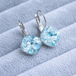 Earring setting for 12 mm Cushion Square Swarovski Crystals