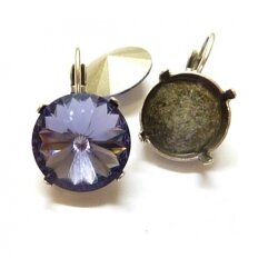 Earring setting for 14 mm Rivoli Swarovski Crystals