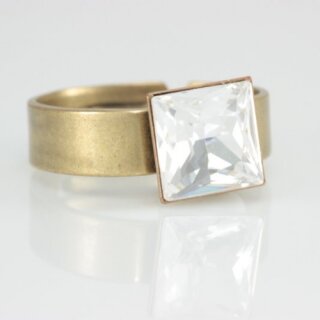Ring Fassung fr 8 mm Princess Square Swarovski Stein