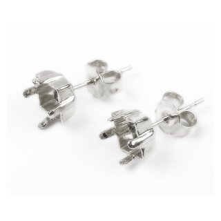 Stud Earring setting for 6 mm Princess Square Swarovski Crystals