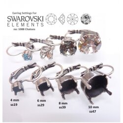 Earring setting für 8 mm Chatons, Rivoli Swarovski Crystals