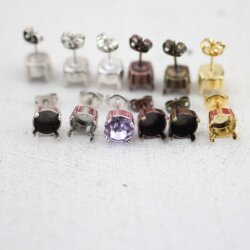Stud Earring setting fr 8 mm Chatons, Rivoli Swarovski...