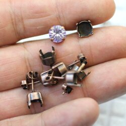Stud Earring setting für 8 mm Chatons, Rivoli Swarovski Crystals