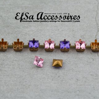 Ketten Fassung fr 6 mm Princess Square Swarovski Kristall