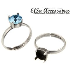 Ring Fassung, Gr. 18 für 8 mm Chatons oder Rivoli Swarovski Stein