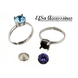 Ring setting, size 18 mm for 8 mm Chatons or Rivoli Swarovski Crystals