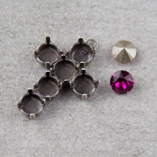 Kreuz Anhnger Fassung fr 6 mm Chatons Swarovski Stein