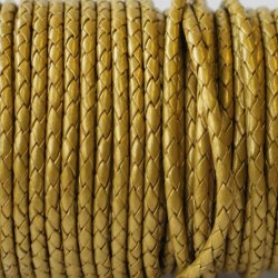 1 m Gold, braided Leather 4 mm