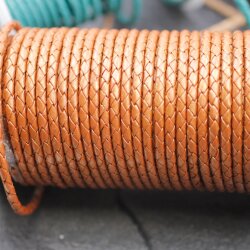 1 m Copper, braided Leather 4 mm