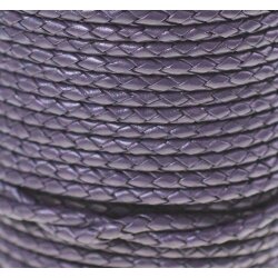 1 m dark purple, braided Leather 4 mm