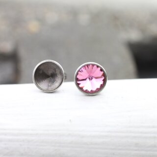 Stud Earring setting for 8 mm Rivoli Swarovski Crystals