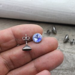 Stud Earring setting for 8 mm Rivoli Swarovski Crystals