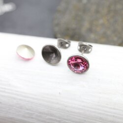 Stud Earring setting for 8 mm Rivoli Swarovski Crystals