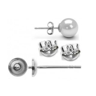 Ohrstecker Fassung für Swarovski Stein Crystal Pearls - Stecker ø 1 mm