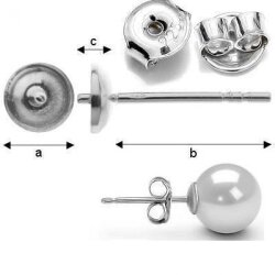 Stud Earring 925 Silver for Swarovski Pearls 5810 6-8 mm
