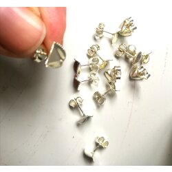 Stud Earring setting for 6 mm Cube Swarovski Crystals