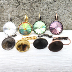 Ohrring Fassung für 12 mm Rivoli Swarovski Stein