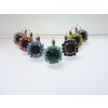 Earring setting antique silver with coloured beaded border for 8 mm Chatons, Rivoli Swarovski Crystals