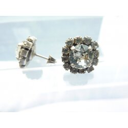 Stud Earring setting with crystal border für 8 mm Chatons, Rivoli Swarovski Crystals