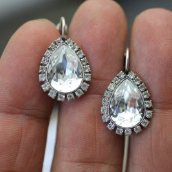 Ohrring Fassung für 14x10 Pearshape Swarovski Stein