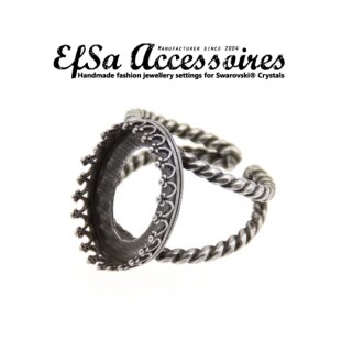 Ring Fassung gedreht fr 18x13 mm Oval Swarovski Stein