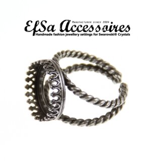 Ring Fassung gedreht  fr 14 mm Rivoli Swarovski Stein