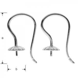 18x10,5 mm Ohrhaken 925 Silber für Perlen