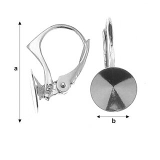 Ohrringe 925 Silber/ Rhodiniert für Swarovski Nr. 1122, ss39 (8 mm)