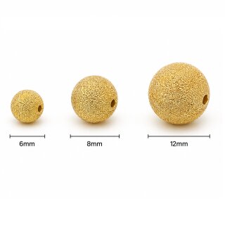 Gold Plated Stardust Brass Beads, Round Jewelry Beads 6 mm 8 mm 12 mm, Textured Beads for Jewelry Making
