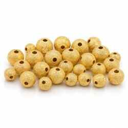 Gold Plated Stardust Brass Beads, Round Jewelry Beads 6 mm 8 mm 12 mm, Textured Beads for Jewelry Making