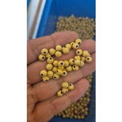 Gold Plated Stardust Brass Beads, Round Jewelry Beads 6 mm 8 mm 12 mm, Textured Beads for Jewelry Making