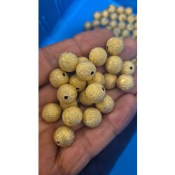 Gold Plated Stardust Brass Beads, Round Jewelry Beads 6 mm 8 mm 12 mm, Textured Beads for Jewelry Making