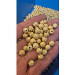 Gold Plated Stardust Brass Beads, Round Jewelry Beads 6 mm 8 mm 12 mm, Textured Beads for Jewelry Making