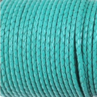 1 m turquoise Mint green, braided Leather 4 mm